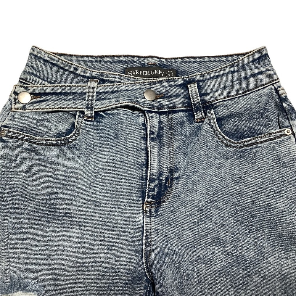 HARPER GREY Distressed‎ Wrap Waist High Rise Straight Leg Jeans 6